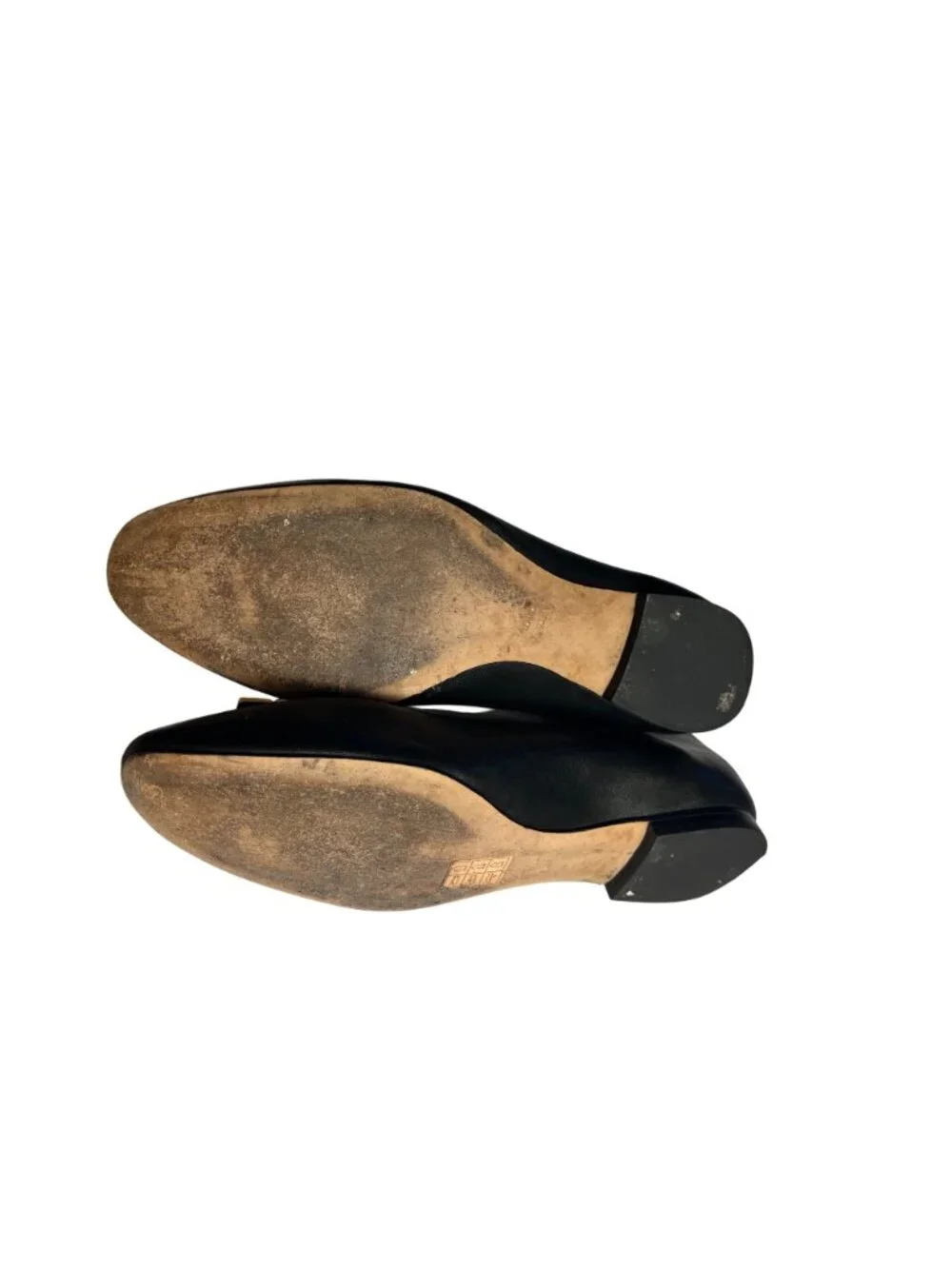 Tory Burch Black Leather Logo Ballet Flats Womens Size 8M With Gold Hardware